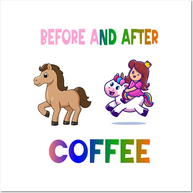 Before and after coffee Unicorn Wall Art by A Zee Marketing